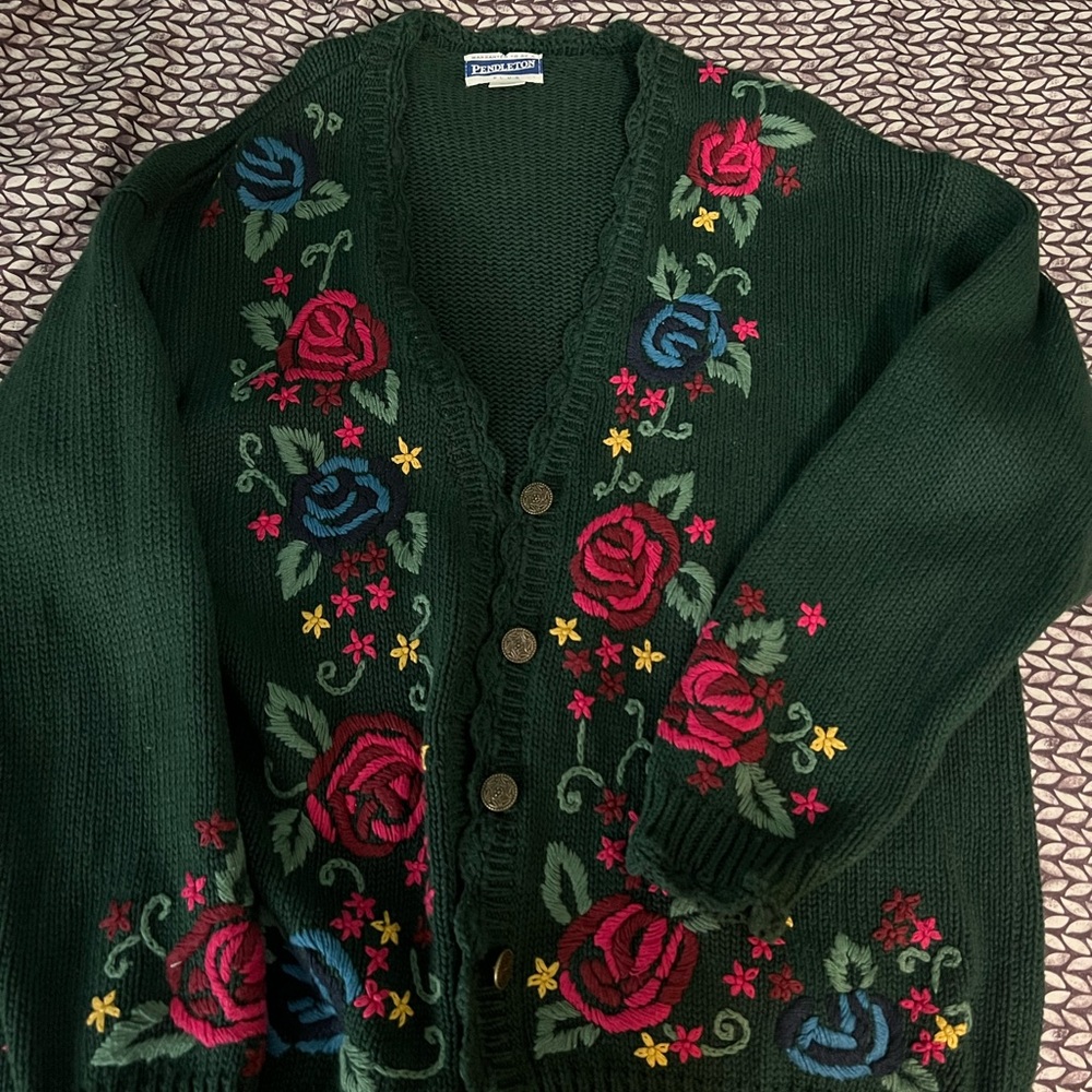 Vintage rose knit cardigan